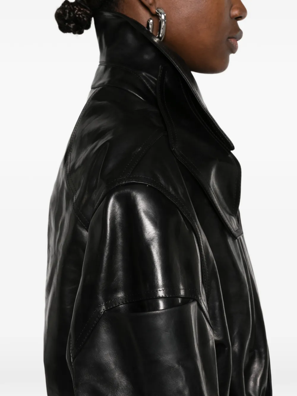 Rick Owens Mac cropped leather jacket Zwart