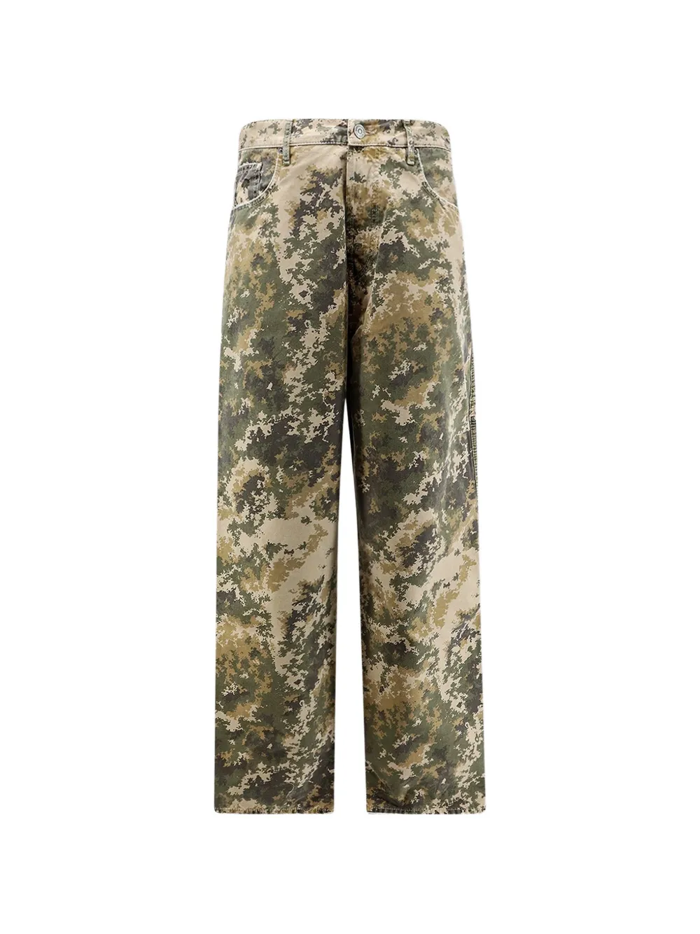 NUMERI camouflage-print straight-leg trousers - Tons neutres