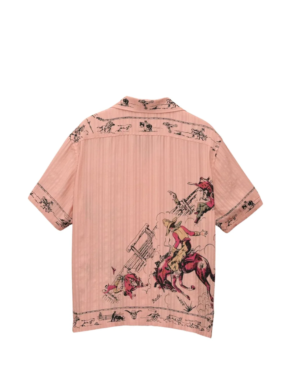 BODE Bronco Buster graphic-print seersucker shirt Oranje