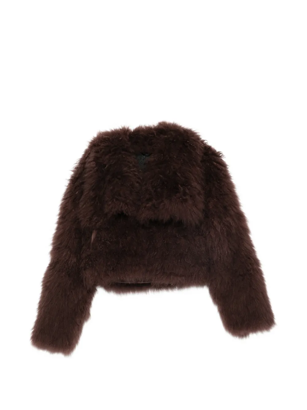 Numerootto cropped shearling jacket - Braun