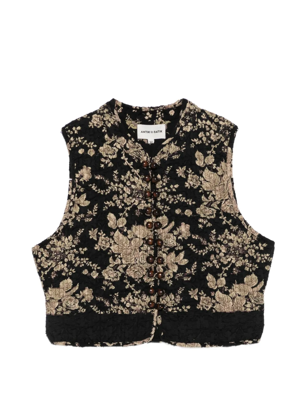 Antik Batik Cinzo floral-print quilted gilet - Nero
