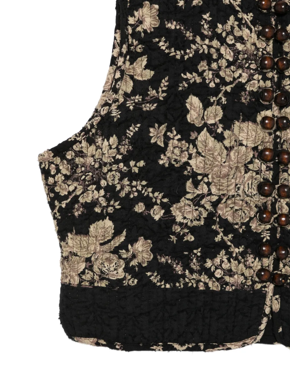 Antik Batik Cinzo floral-print quilted gilet Zwart