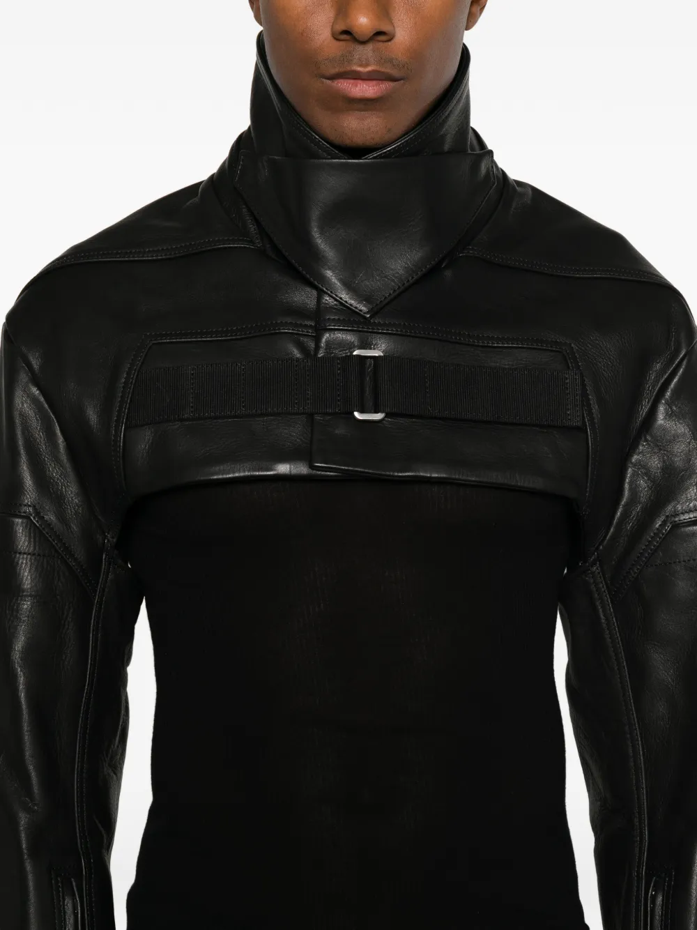 Rick Owens 2 Piece Mac leather longline coat Zwart