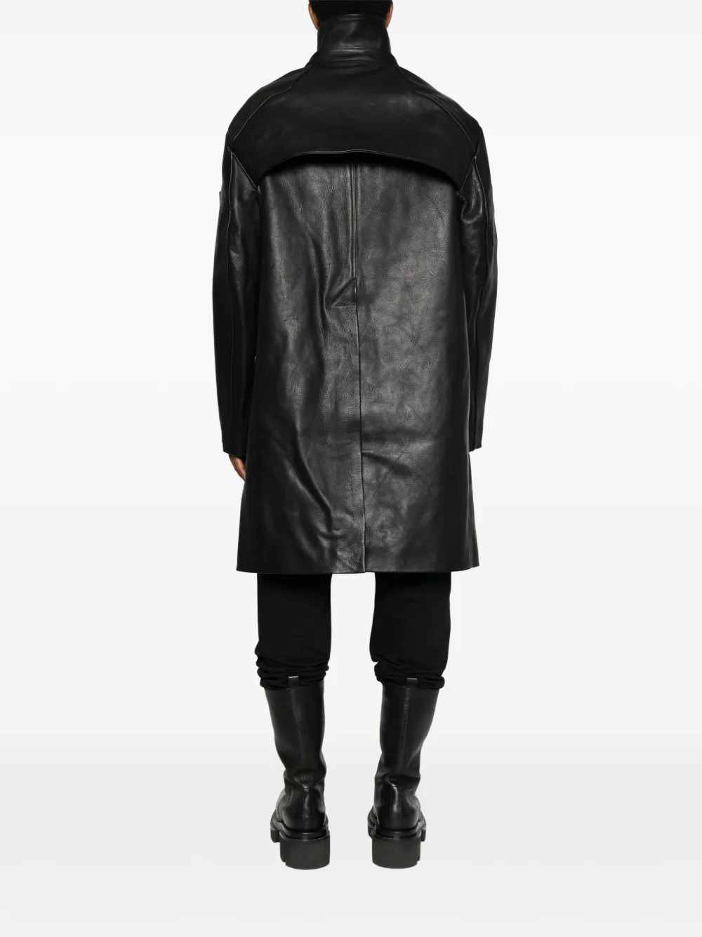Rick Owens 2 Piece Mac leather longline coat Zwart