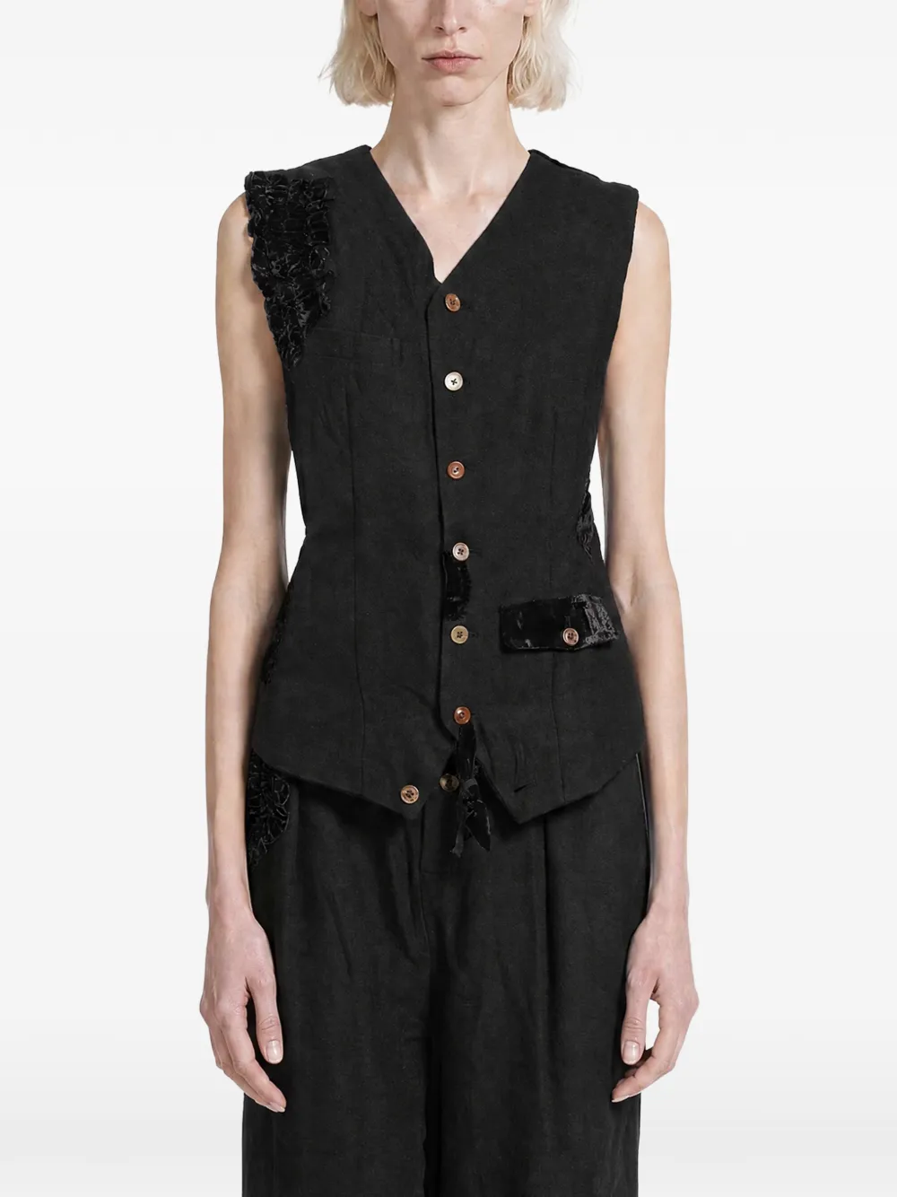 Aleksandr Manamïs Mended Poets velvet-panel waistcoat