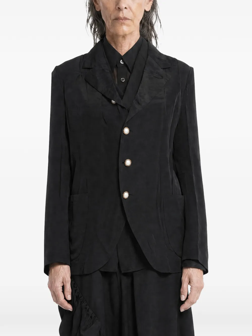 Comme Des Garçons layered faux-pearl blazer - Schwarz