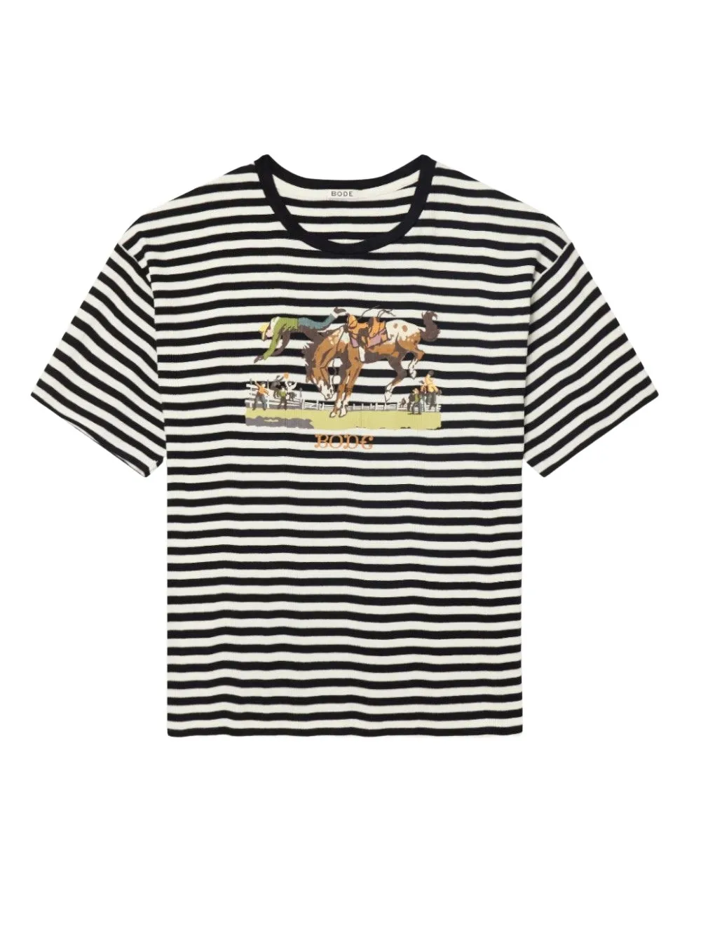 BODE Rodeo striped horse-print T-shirt Wit
