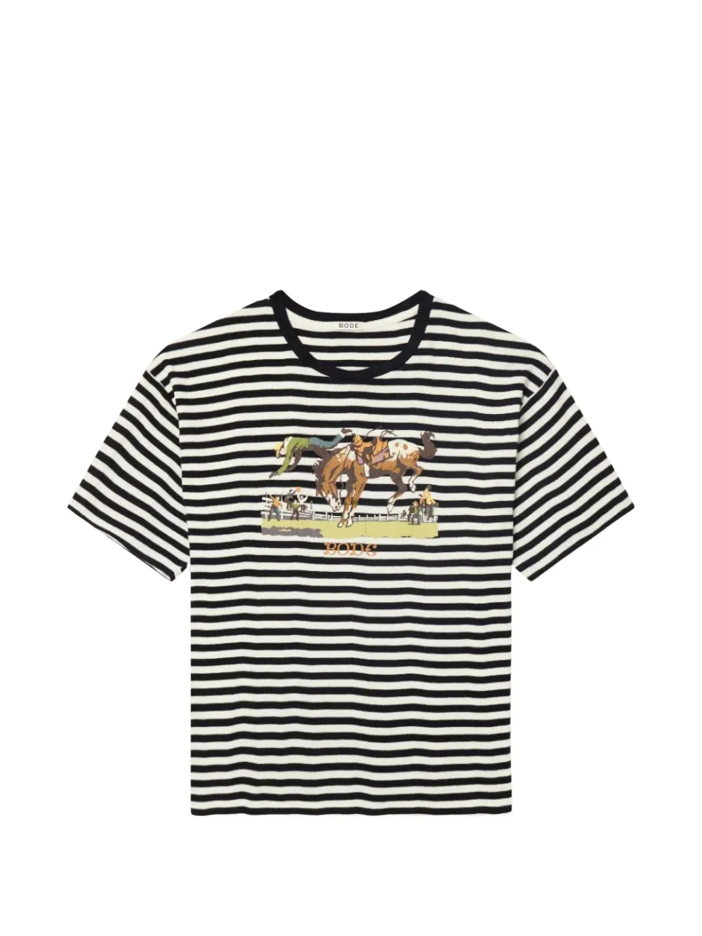 Bode Rodeo striped horse-print T-shirt in White