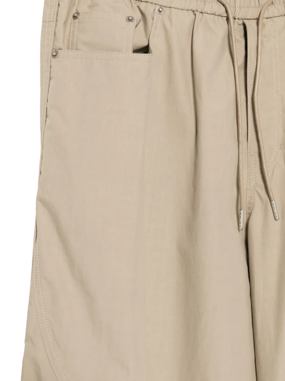 Juun.J drawstring-hem wide-leg trousers Beige