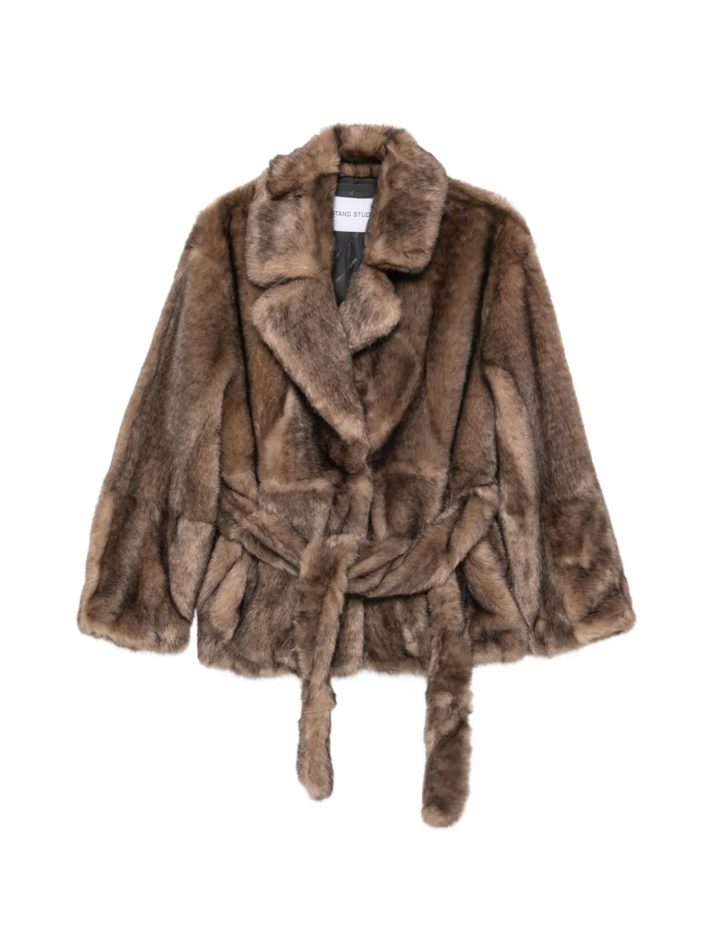STAND STUDIO Silena belted faux-fur jacket - Braun