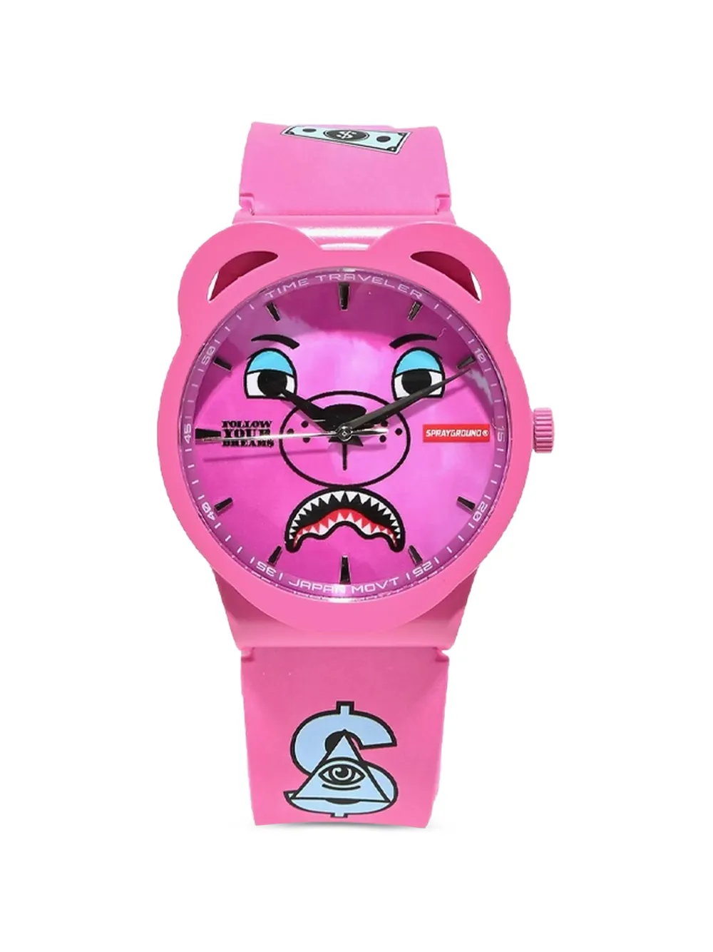 Sprayground 40mm bear-shaped graphic-print watch - Rosa
