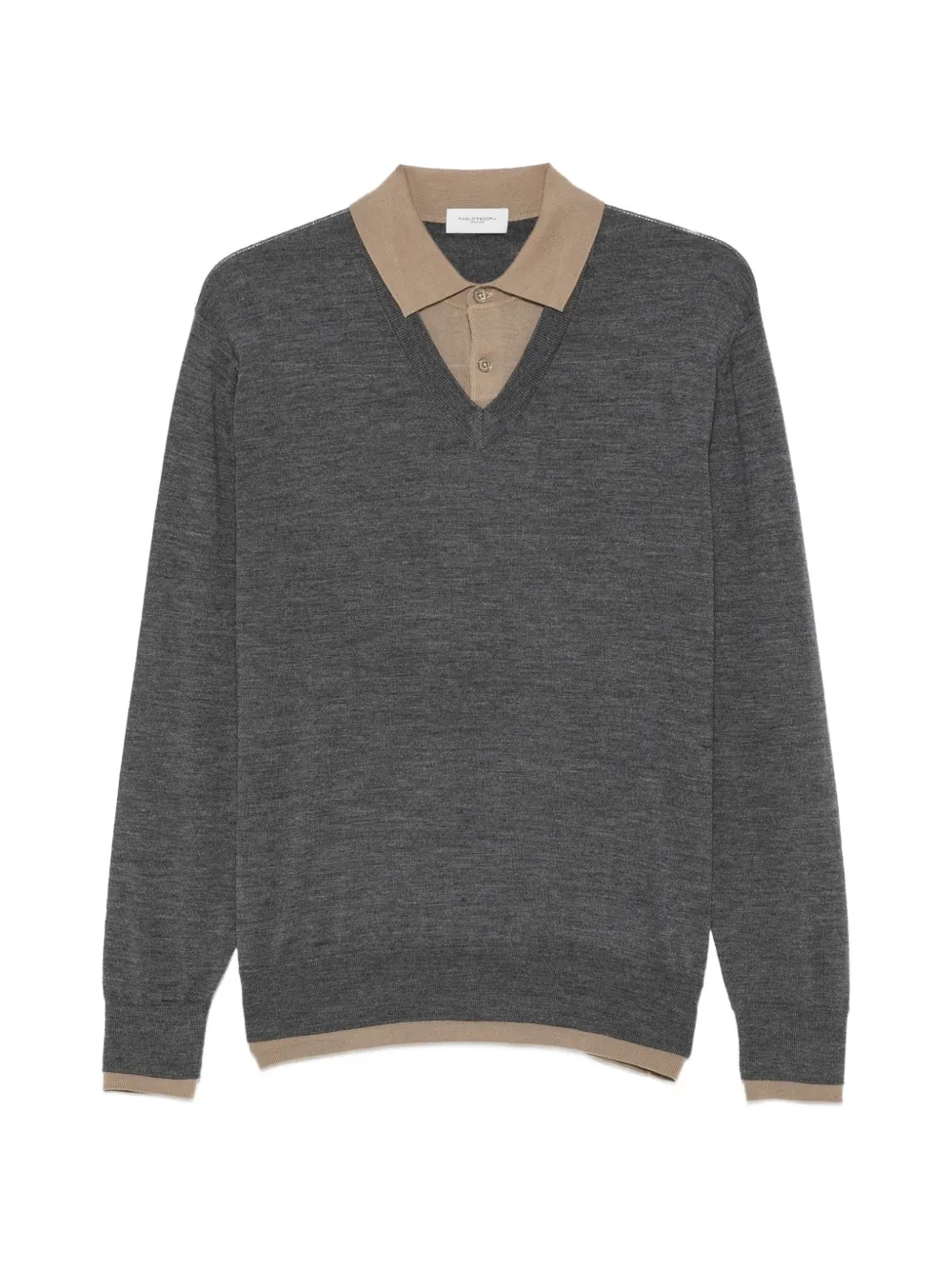 Paolo Pecora layered-effect long-sleeve polo shirt Grijs