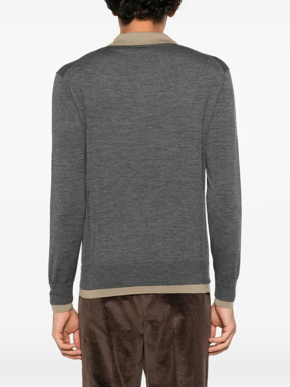 Paolo Pecora layered-effect long-sleeve polo shirt Grijs
