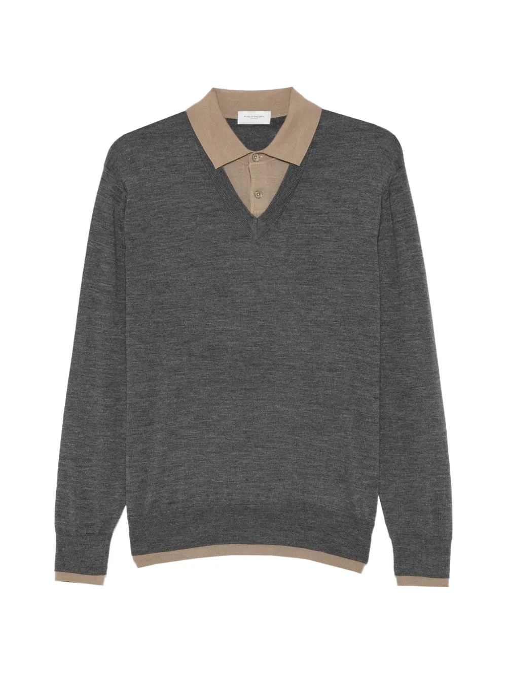 Paolo Pecora layered-effect long-sleeve polo shirt - Grigio