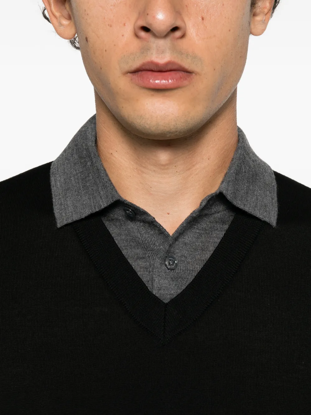Paolo Pecora V-neck knitted sweater Zwart