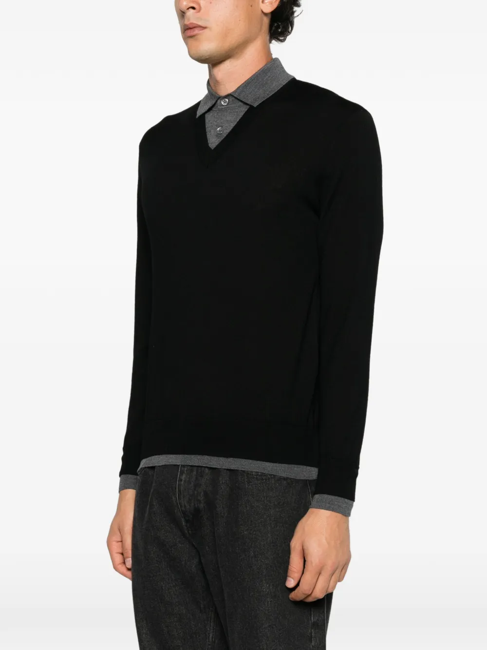 Paolo Pecora V-neck knitted sweater Zwart
