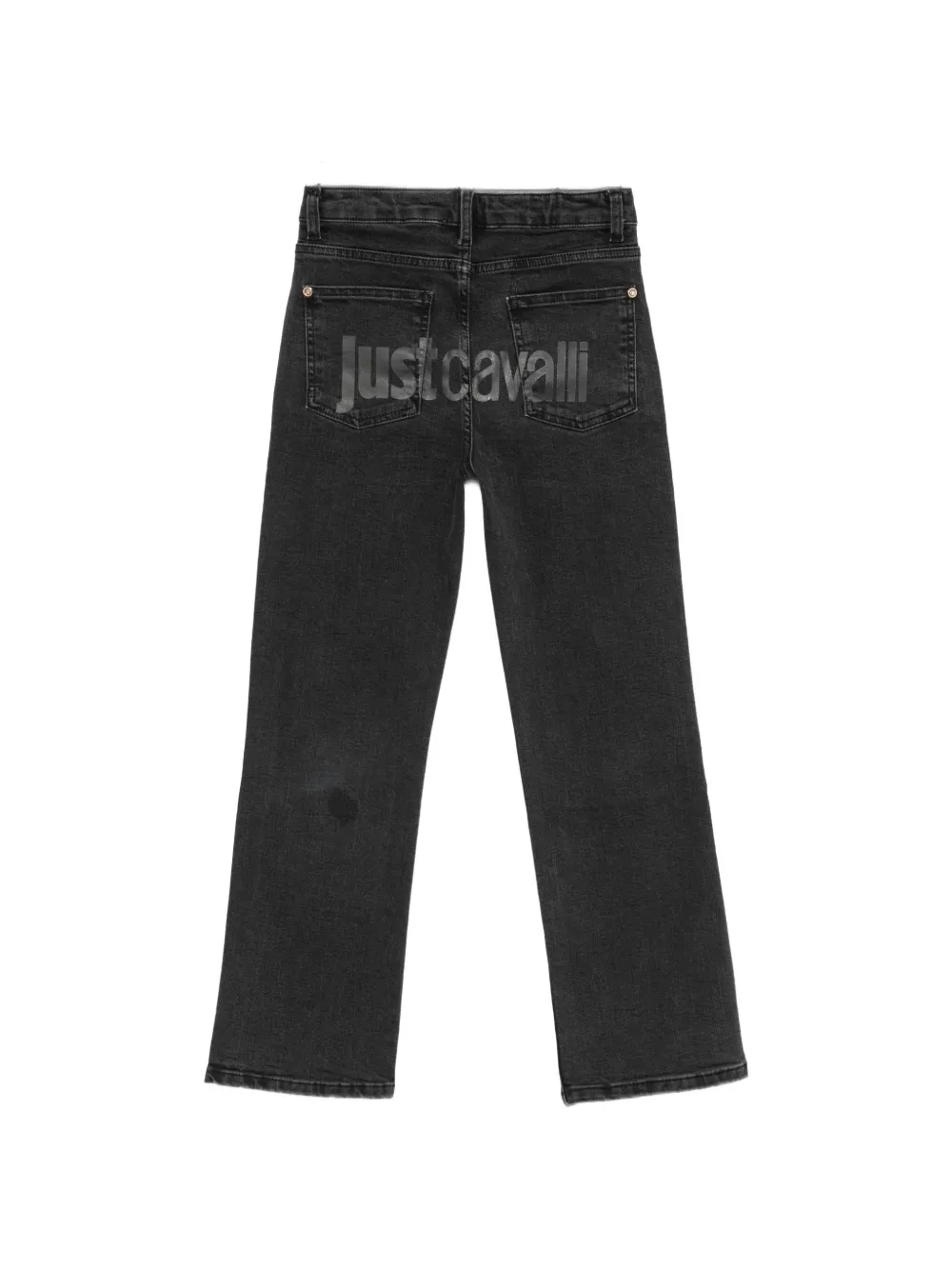 Roberto Cavalli Junior logo-print straight-leg jeans Zwart