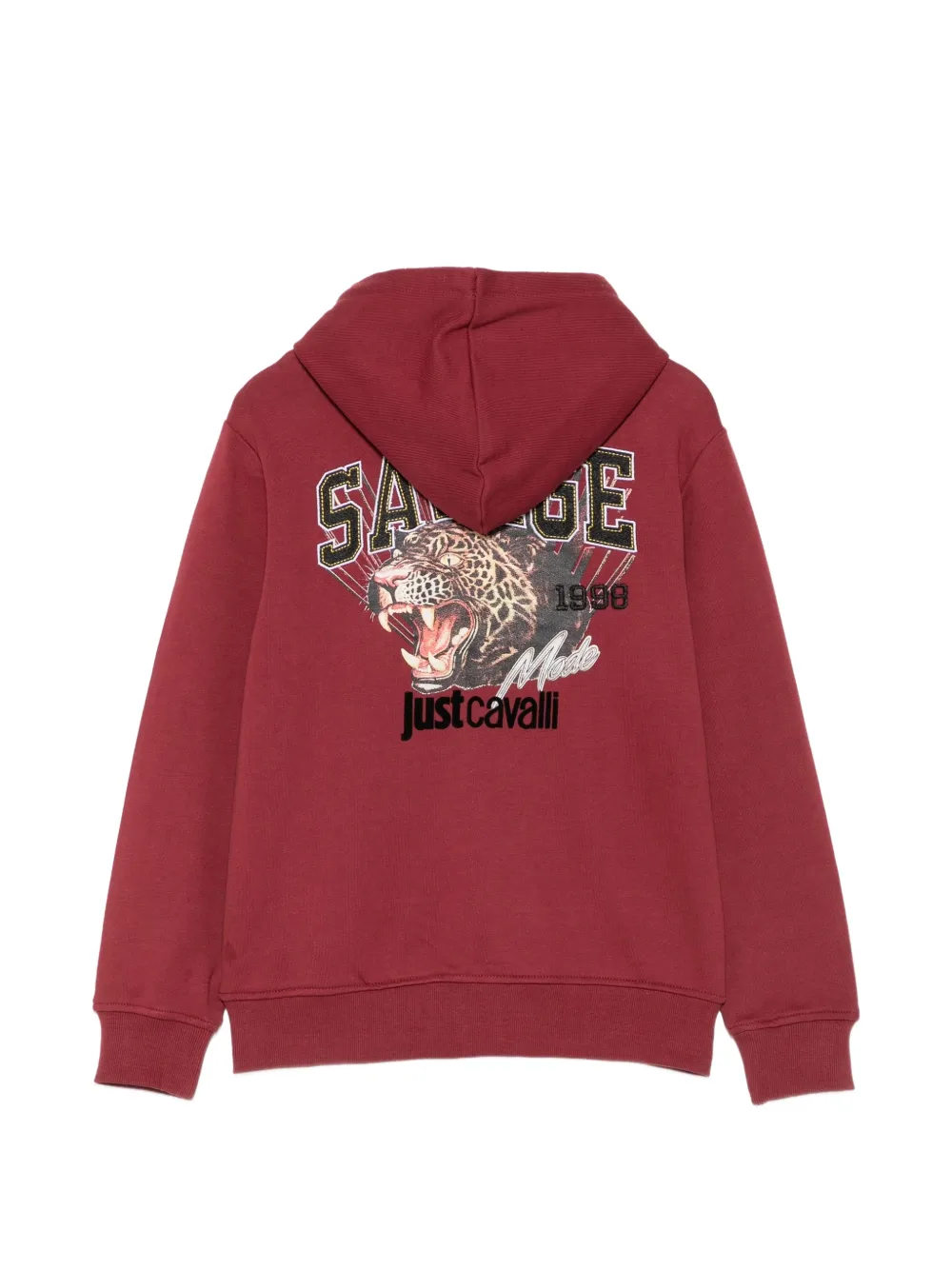 Roberto Cavalli Junior logo-patch graphic-print hoodie Rood