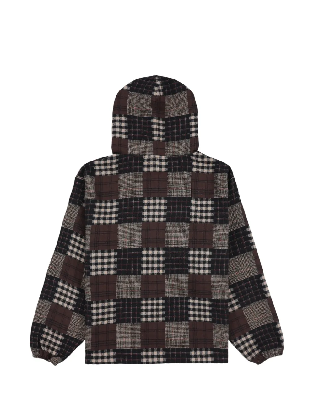 Pleasures Madras geruite hoodie met patchwork Bruin