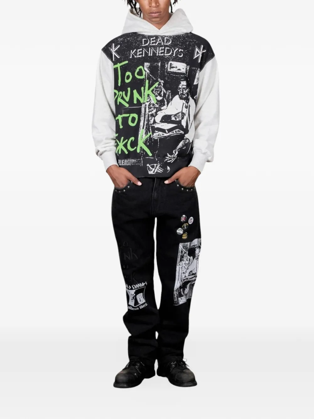 Pleasures TDTF fleece hoodie Grijs