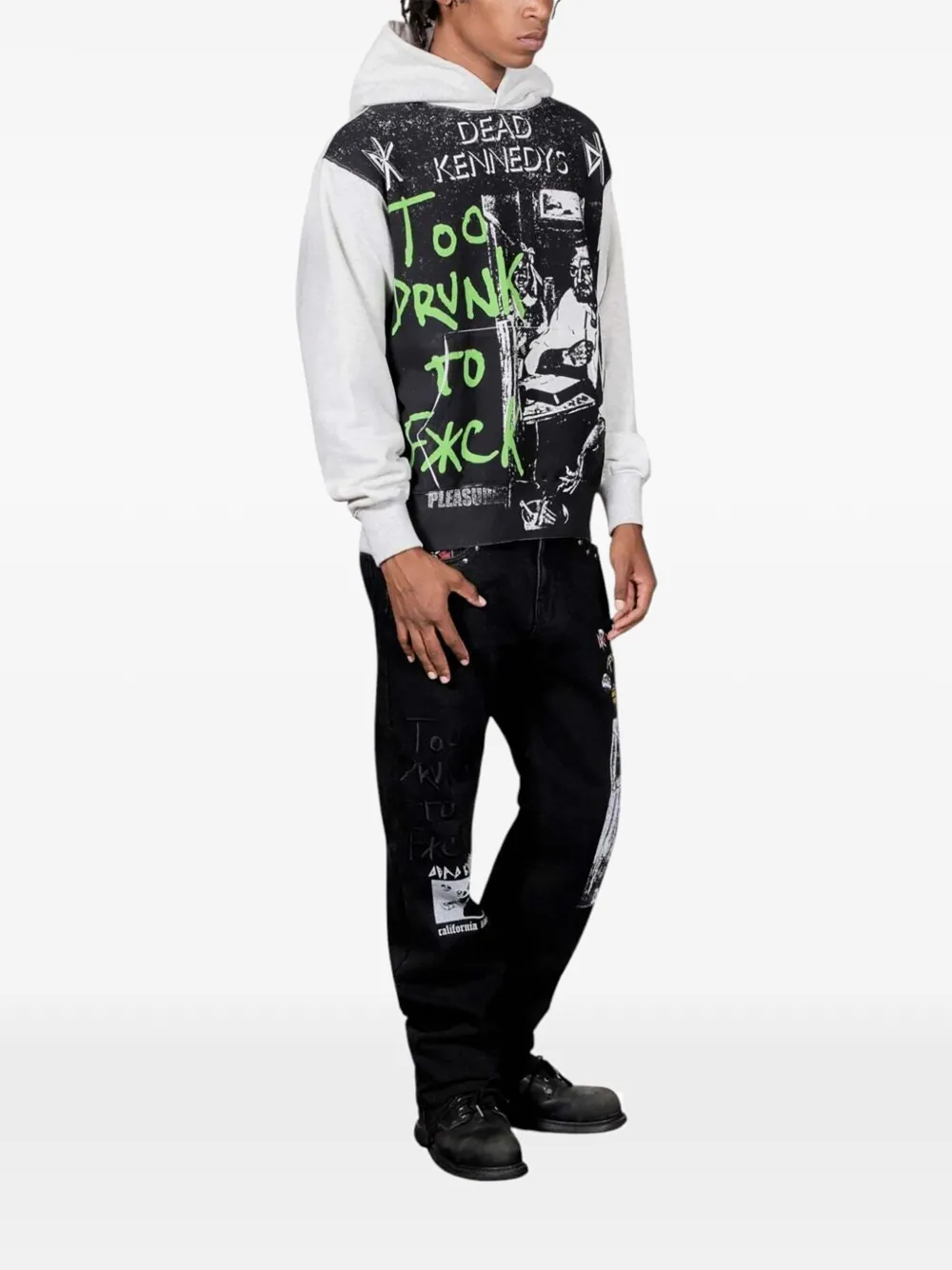Pleasures TDTF fleece hoodie Grijs