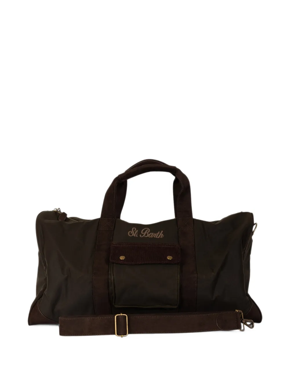 MC2 Saint Barth military green Jetleg waxed duffle bag with logo embroidery Bruin