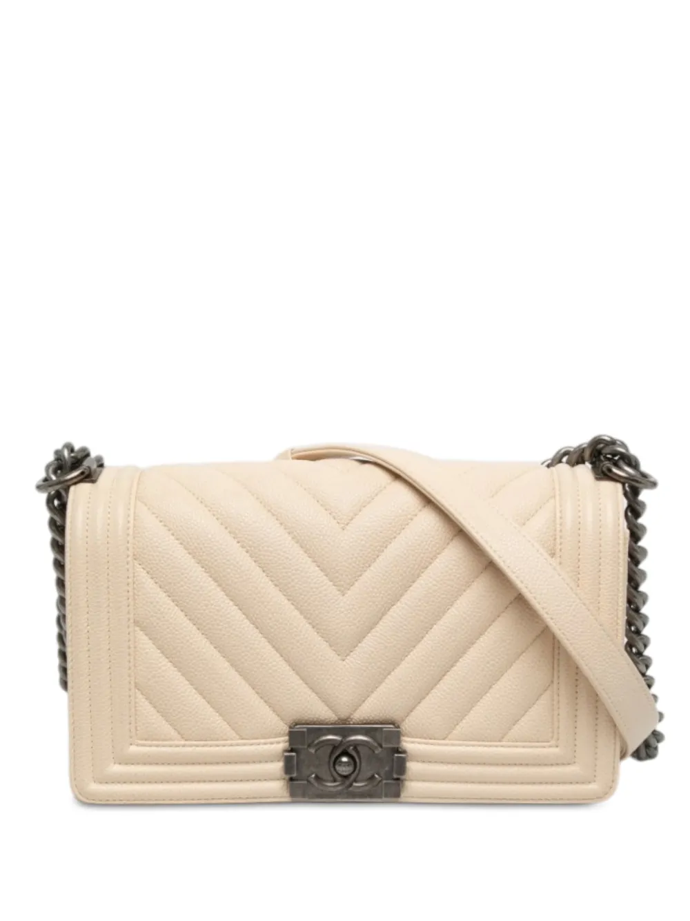 CHANEL Pre-Owned 2019 Old Medium Chevron Caviar Boy Flap crossbody bag - Brown
