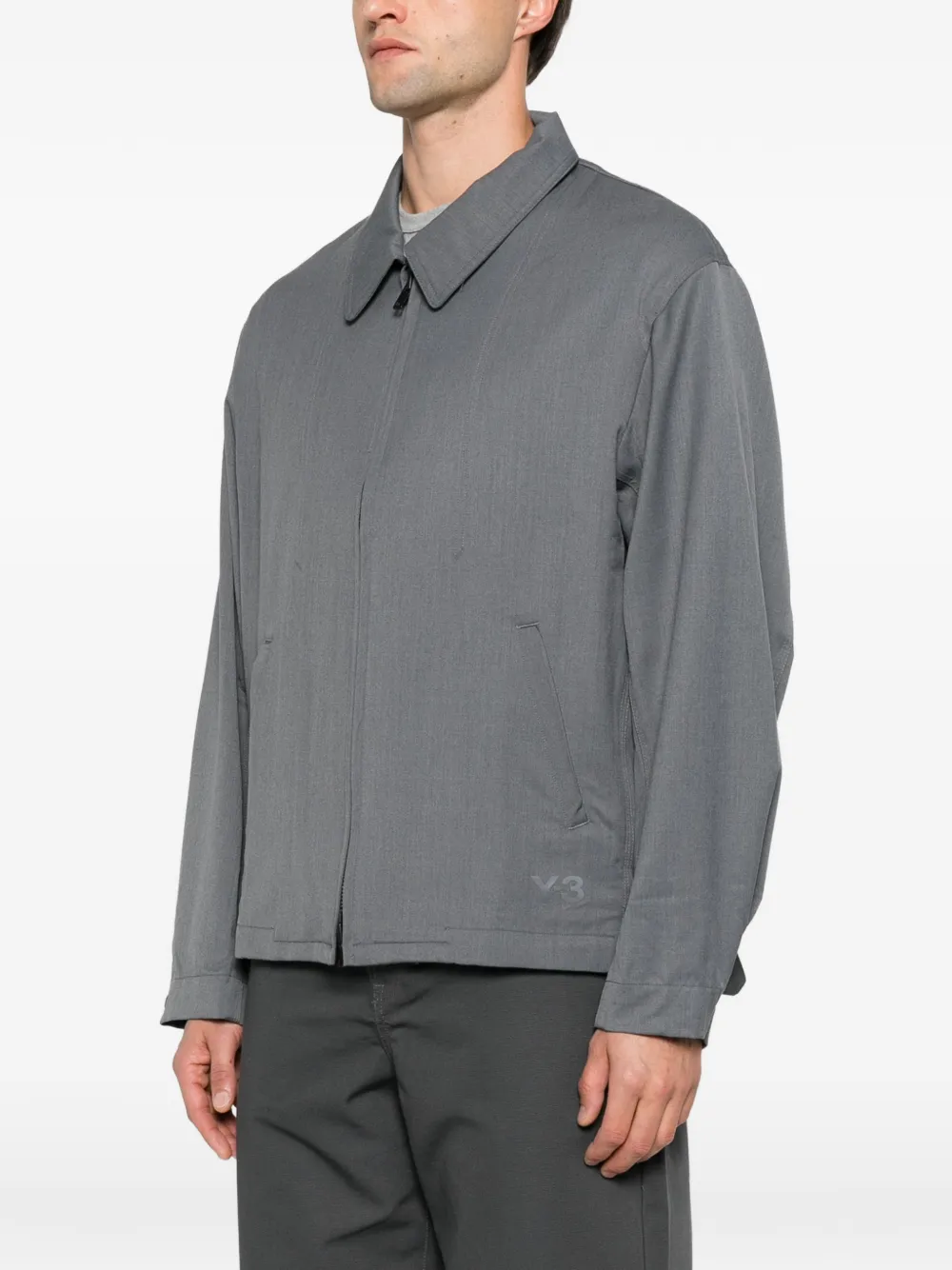 Y-3 zip-up logo-print jacket Grijs