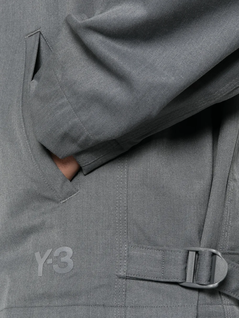 Y-3 zip-up logo-print jacket Grijs