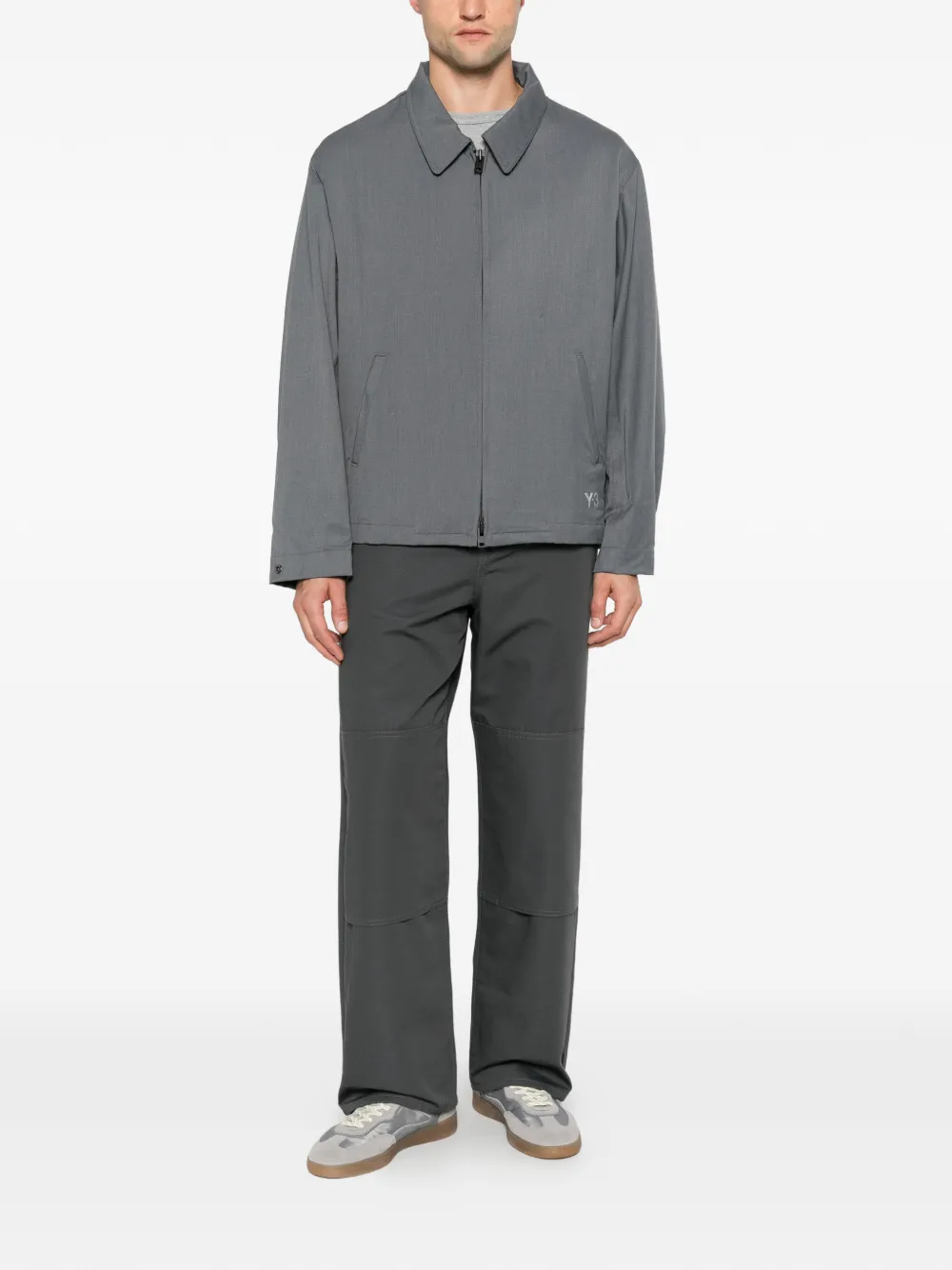 Y-3 zip-up logo-print jacket Grijs