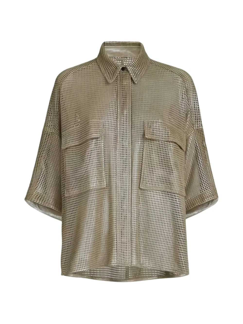 Brunello Cucinelli perforated-leather shirt - Nude