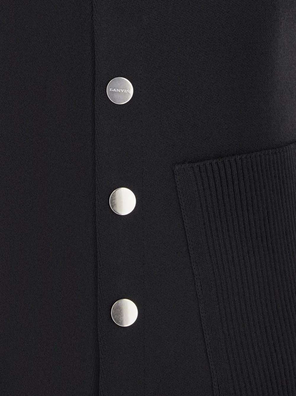 Lanvin button-embellished ribbed-knit midi skirt Zwart