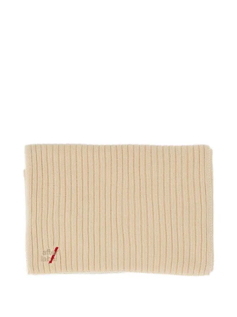 AFTER LABEL ribbed-knit logo-embroidered scarf