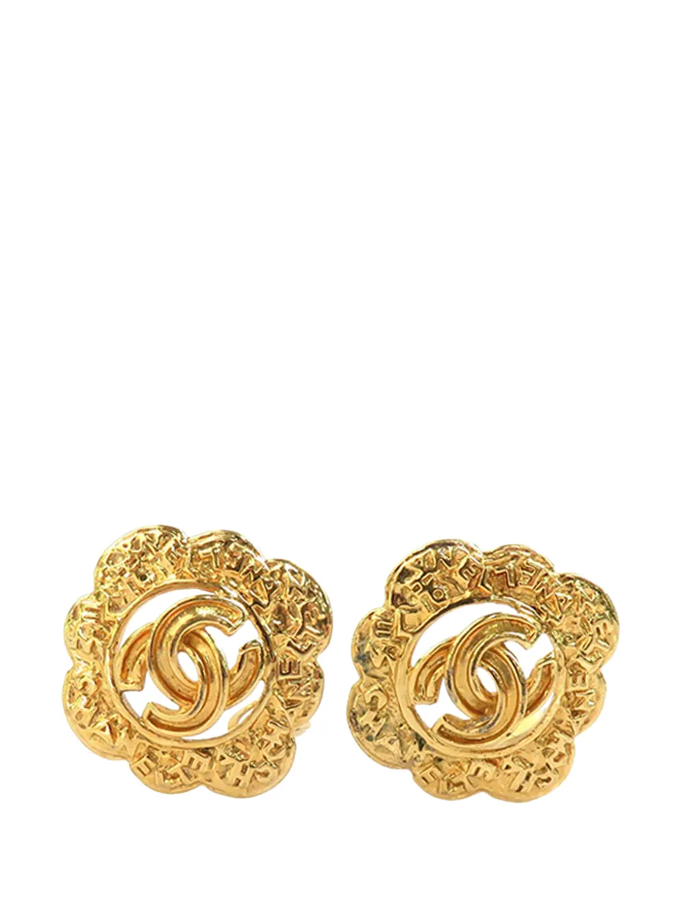 CHANEL Pre-Owned 1995 CC Gold Plated Logo Flower Clip On Earrings costume earrings - Oro