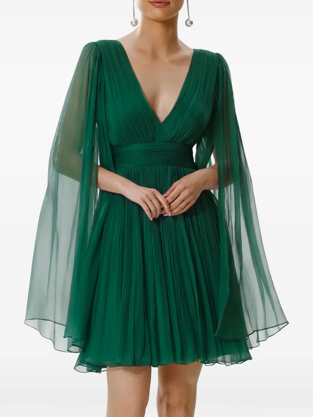 FRAMBOISE Palmer mini-jurk met capemouwen Groen