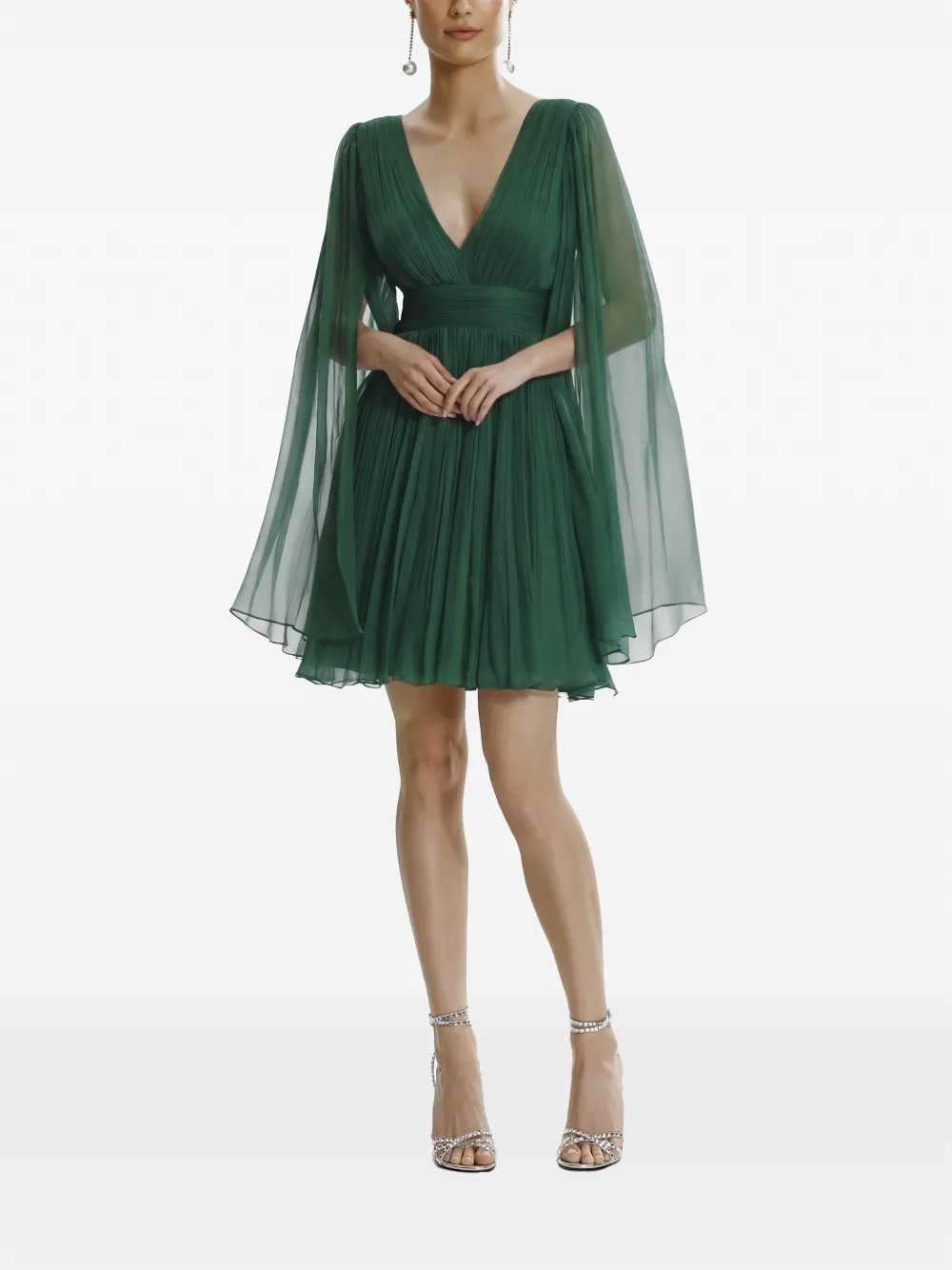 FRAMBOISE Palmer mini-jurk met capemouwen Groen