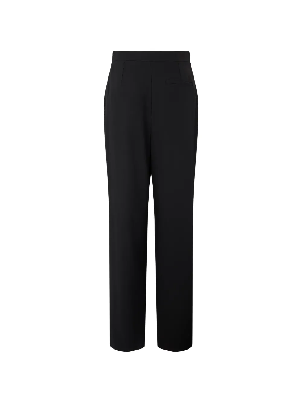 Emporio Armani wide-leg trousers in mixed wool with metallic side studs Zwart