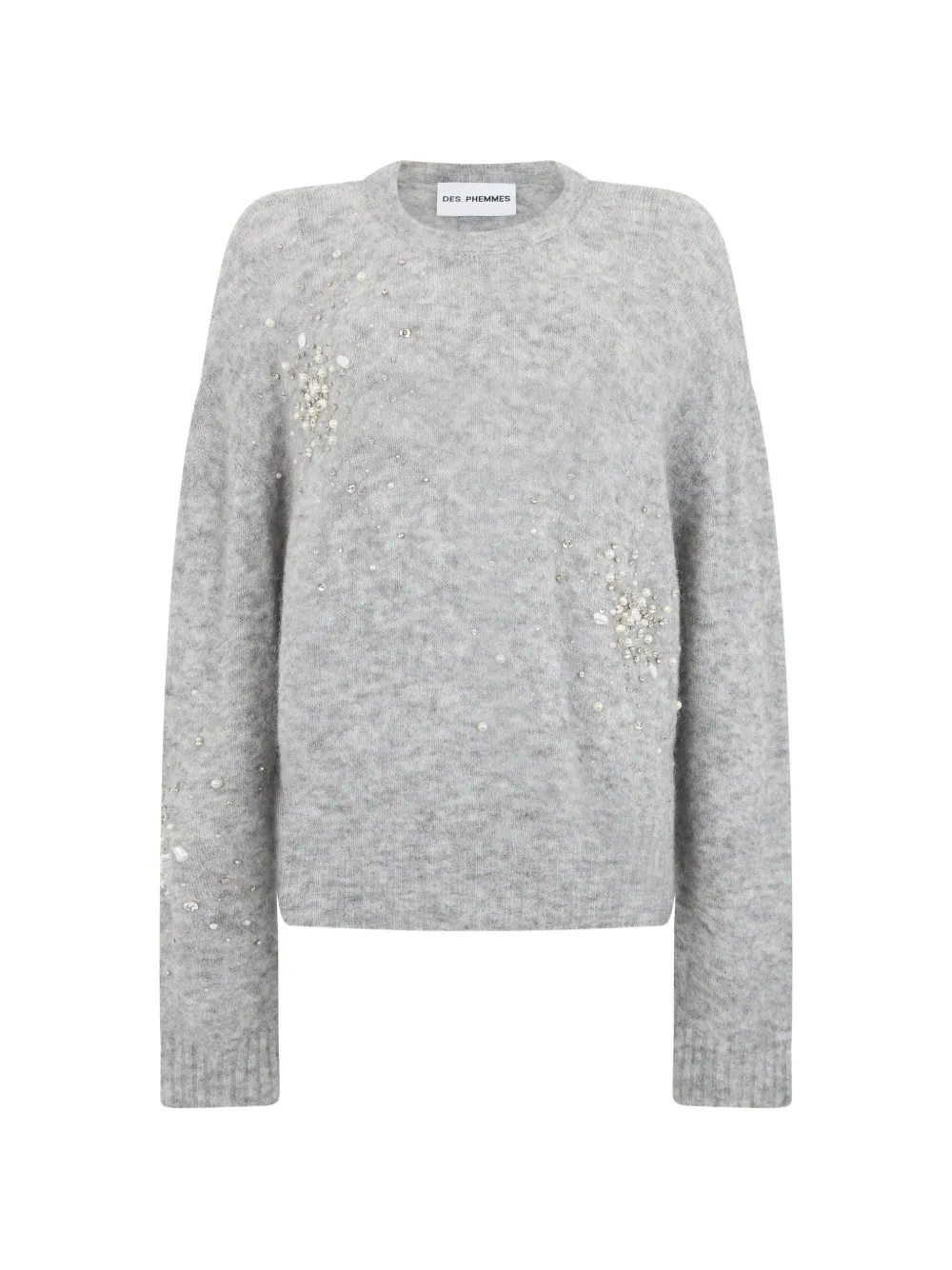 DES PHEMMES embellished knitted sweater - Grey
