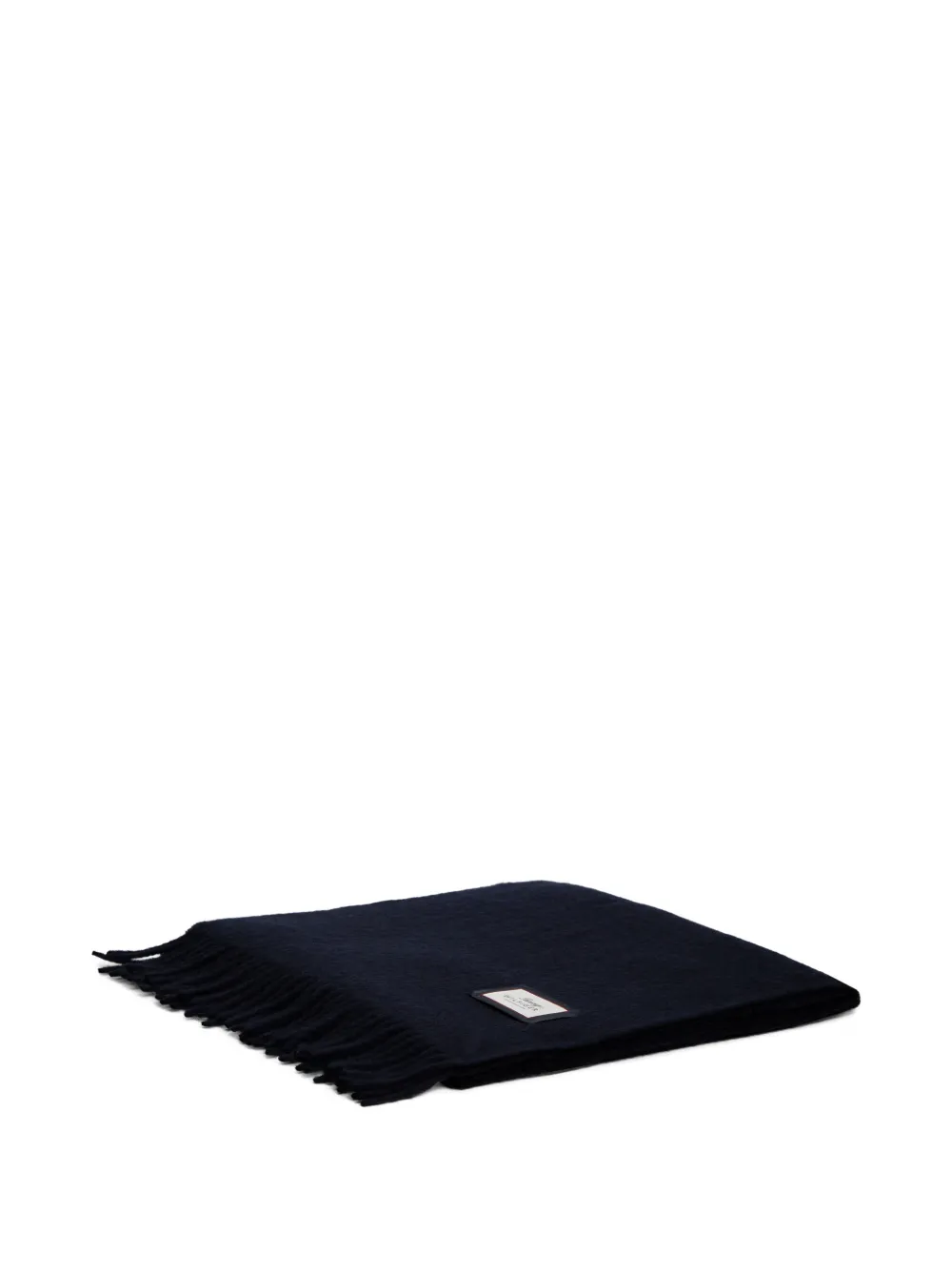 Tommy Hilfiger logo-patch fringed scarf Blauw