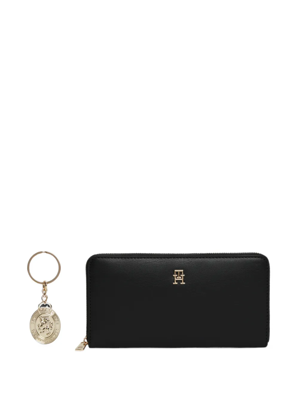 Tommy Hilfiger monogram-plaque keyrin and wallet set - Nero