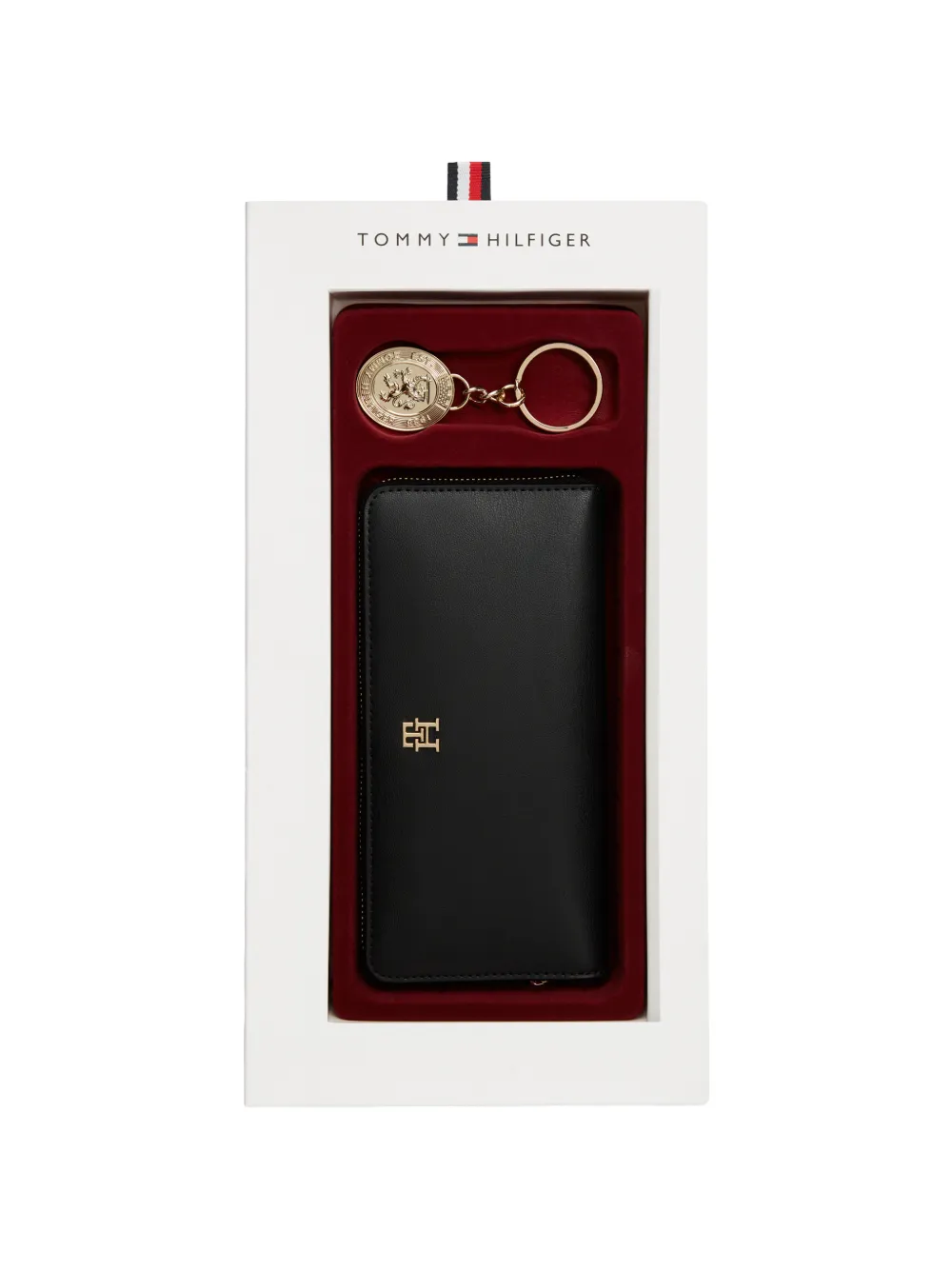 Tommy Hilfiger monogram-plaque keyrin and wallet set Zwart