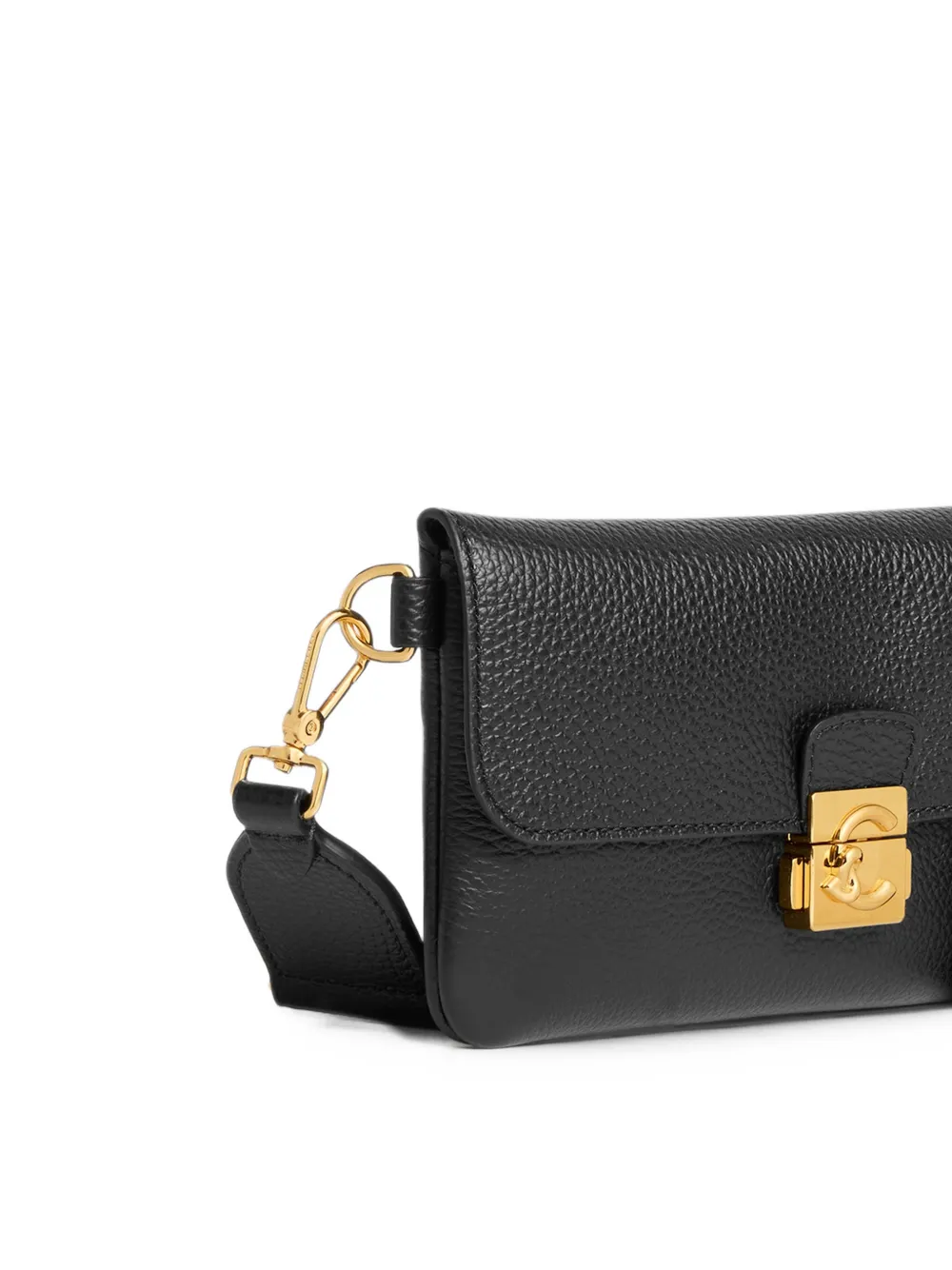 Coccinelle C-Me Lock mini-schoudertas met textuur en logo-plakkaat Zwart