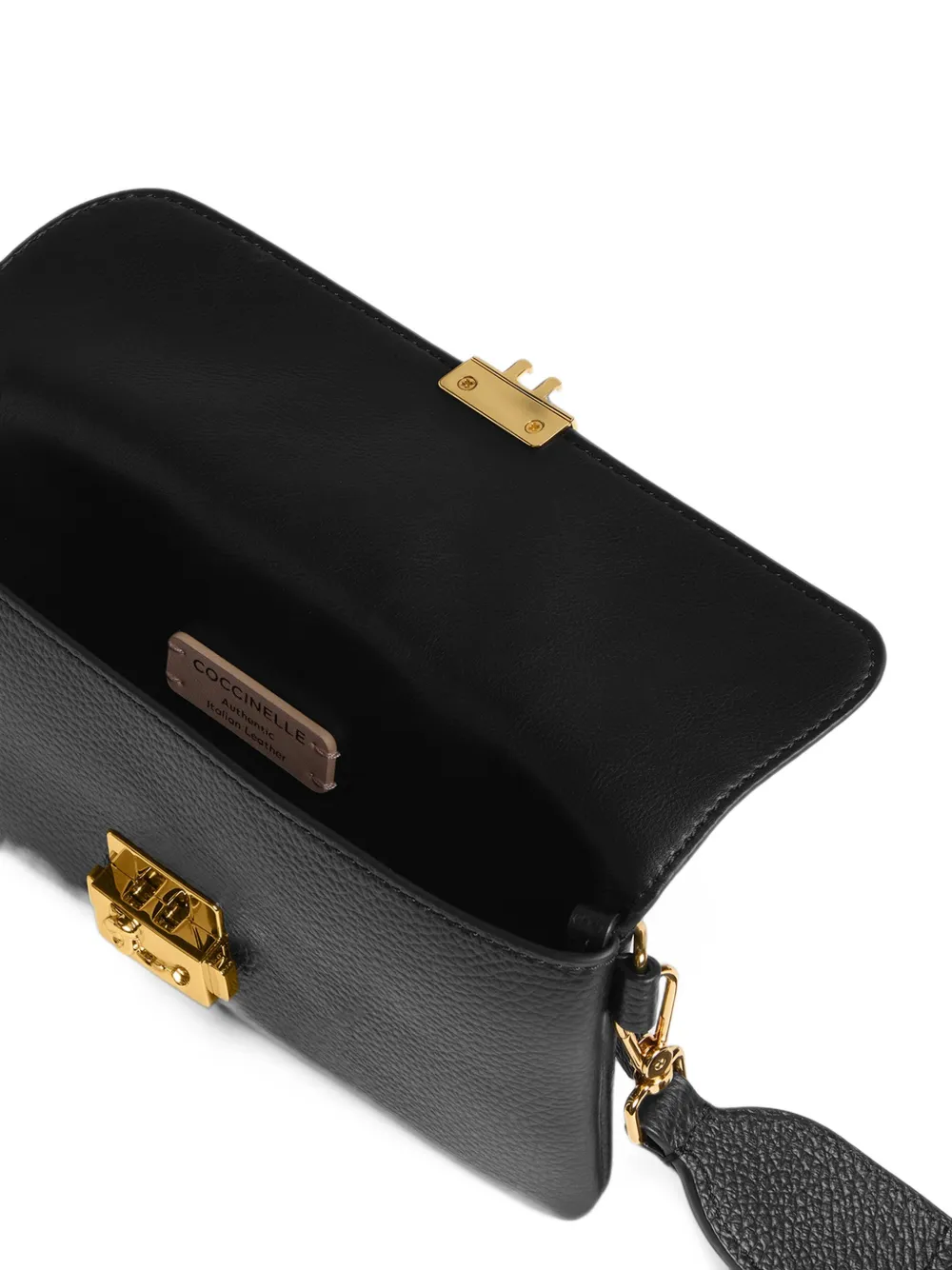Coccinelle C-Me Lock mini-schoudertas met textuur en logo-plakkaat Zwart