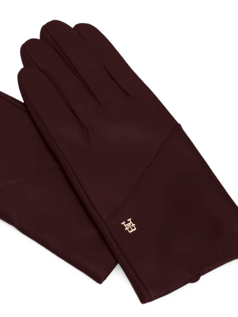Tommy Hilfiger TH-Monogram plaque leather gloves Rood