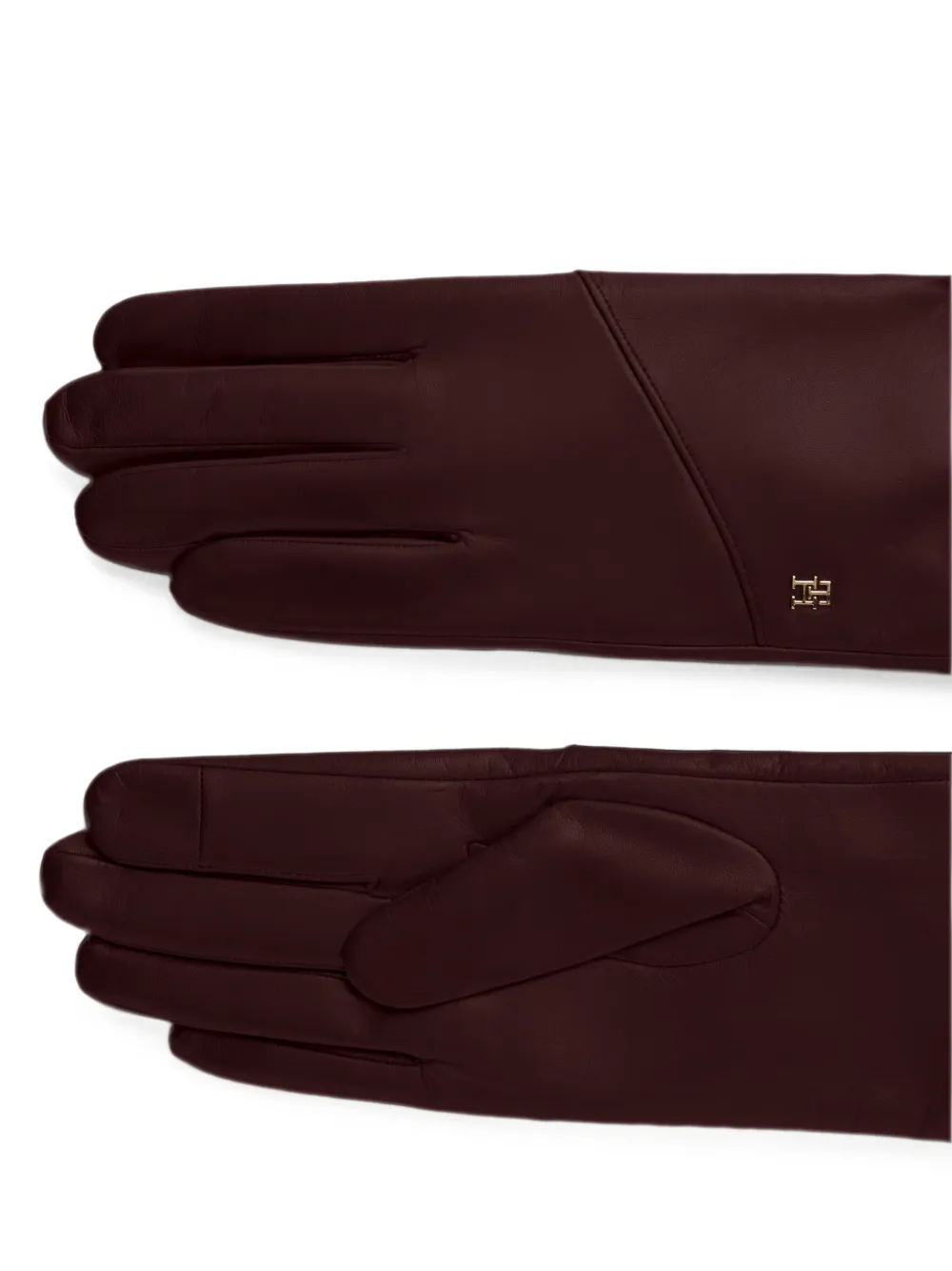 Tommy Hilfiger TH-Monogram plaque leather gloves Rood