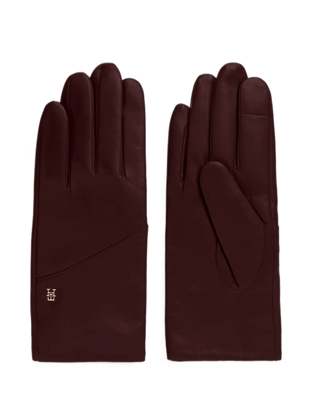 Tommy Hilfiger TH-Monogram plaque leather gloves - Rosso