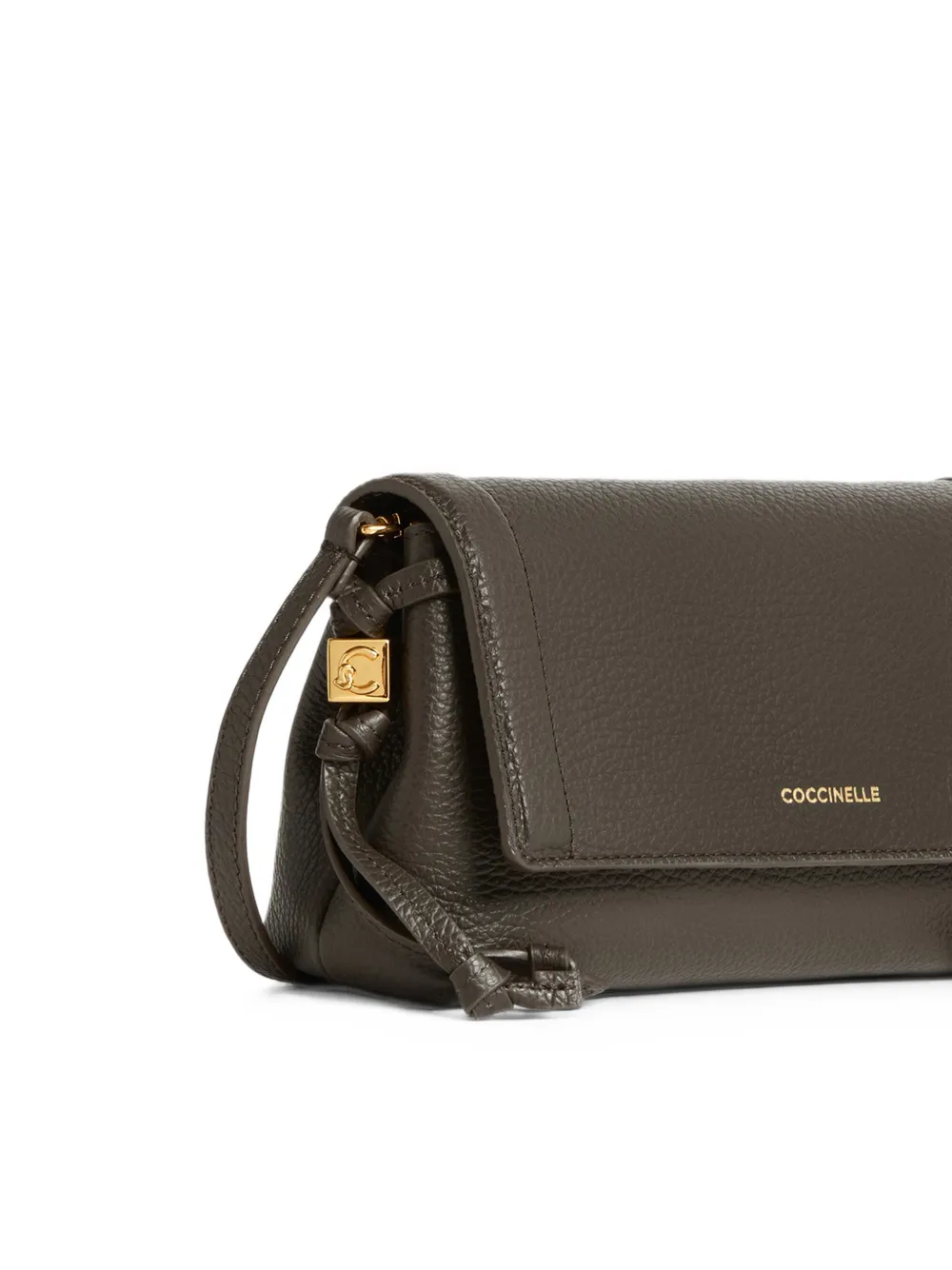 Coccinelle mini Thess leather crossbody bag Bruin