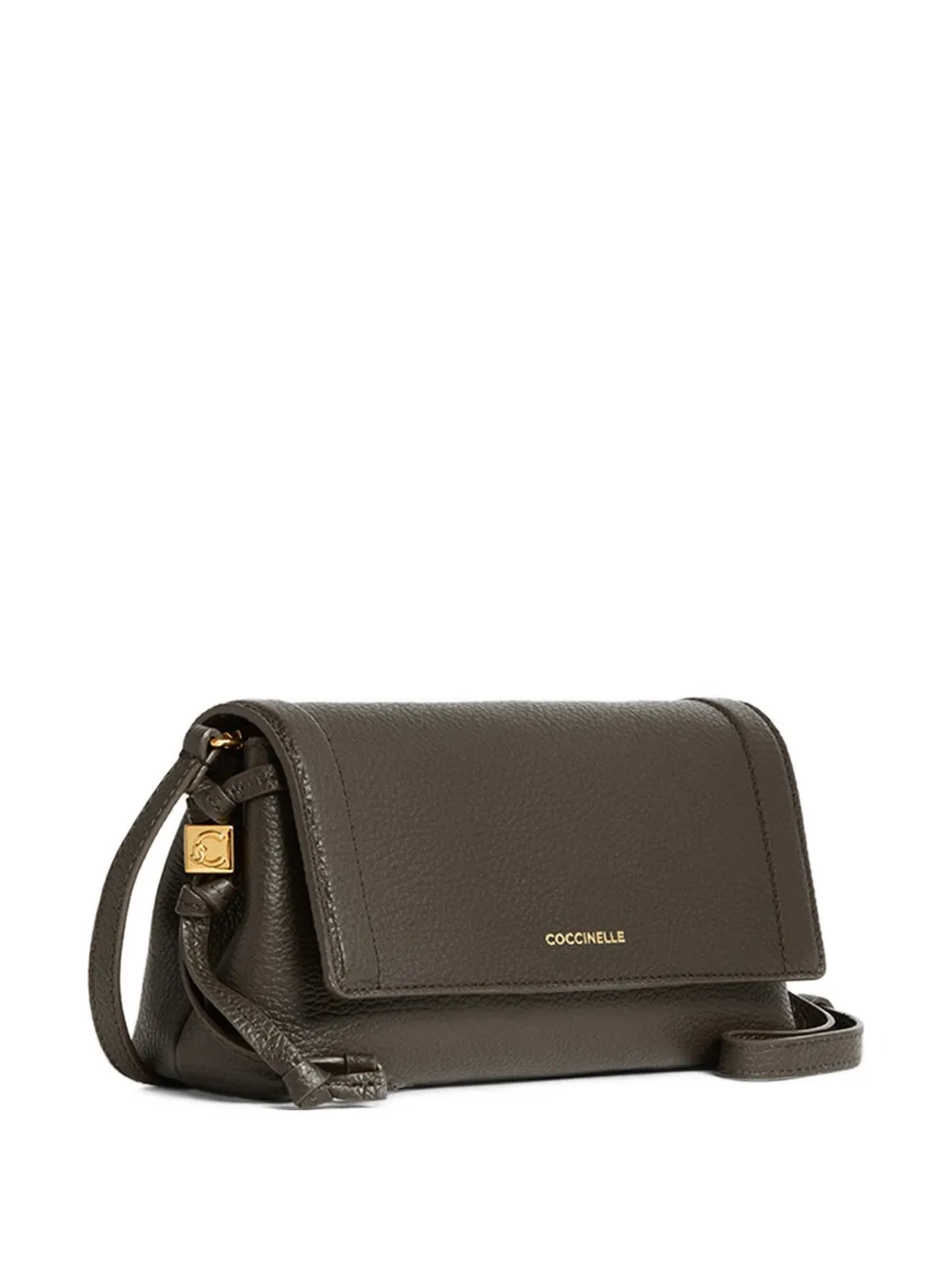 Coccinelle mini Thess leather crossbody bag Bruin
