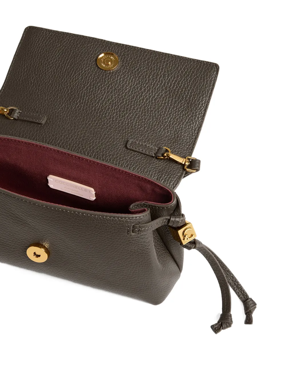 Coccinelle mini Thess leather crossbody bag Bruin