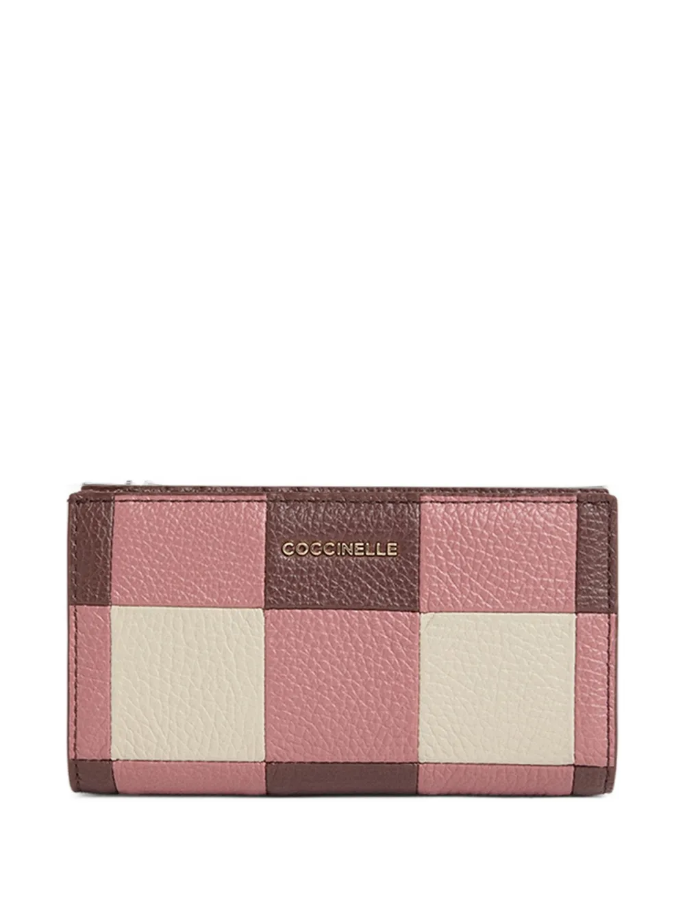 Coccinelle check-pattern pebbled leather wallet